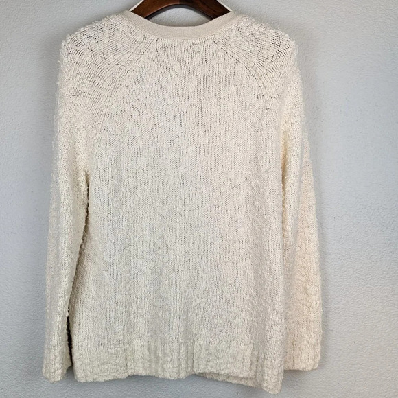 Cardigan Cream Full Zip Front Chunky Popcorn Knit size Medium - Picture 2 of 9